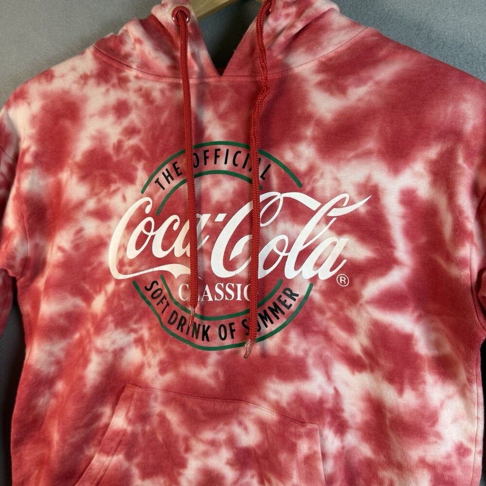 Coca-Cola Hoodie Mens Medium Red Tie Dye Classic Soft Drink Sweatshirt